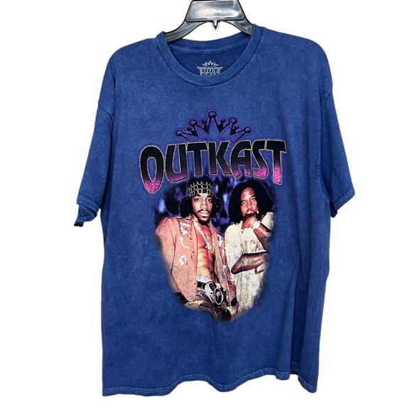 OUTKAST Blue Cotton‎ Crew Neck Short Sleeve Distressed T-Shirt Size XLarge - Picture 1 of 7